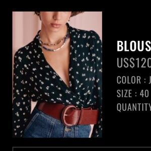 Sezane Abélia Blouse Jacquard Bicolore - Size 40